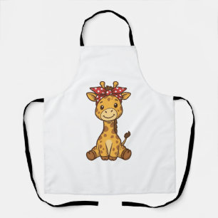 Schattige baby-giraffe met strik vintage vector on schort