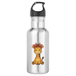 Schattige baby-giraffe met strik vintage vector on waterfles