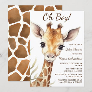 Schattige Baby Giraffe Oh Boy Baby shower Kaart