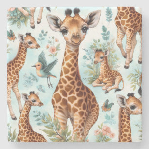 Schattige Baby Giraffe Patroon Stenen Onderzetter