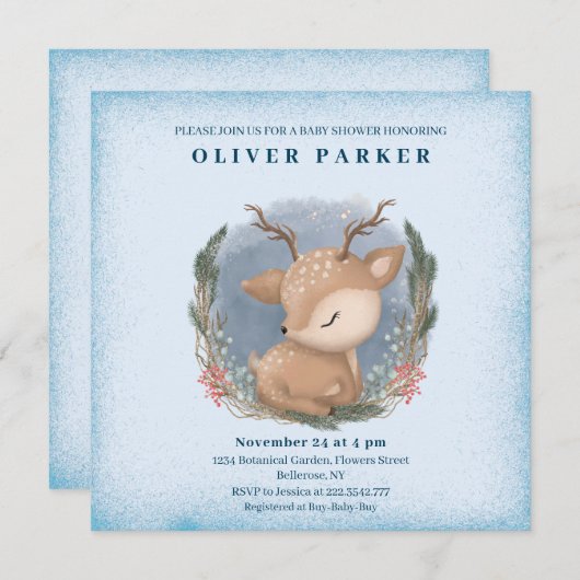 Schattige Baby Herten Baby shower Kaart (Voorkant / Achterkant)