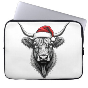 Schattige Baby Highland Koe Kerstmis Santa Cadeaus Laptop Sleeve