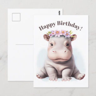 Schattige Baby Hippopotamus Briefkaart