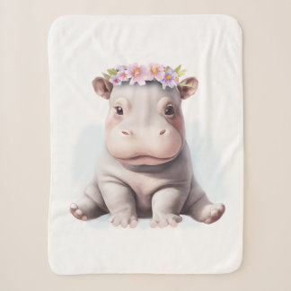 Schattige Baby Hippopotamus Sherpa Deken