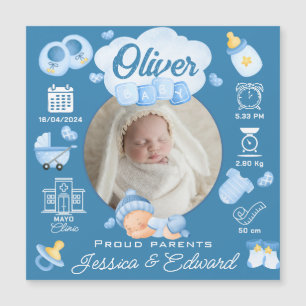 Schattige Baby Jongen Geboortestatistieken Blauw P