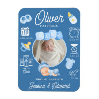 Schattige Baby Jongen Geboortestatistieken Blauw P
