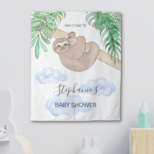 Schattige Baby Jongen Luiaard Baby Shower Wandkleed