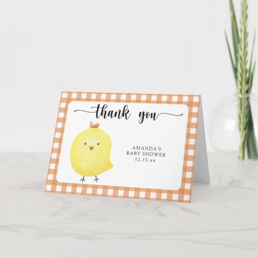 Schattige baby kip baby shower bedankt (Voorkant)