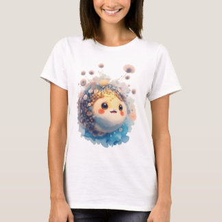 Schattige Baby Kogelvis Watercolor Bloementuin T-shirt