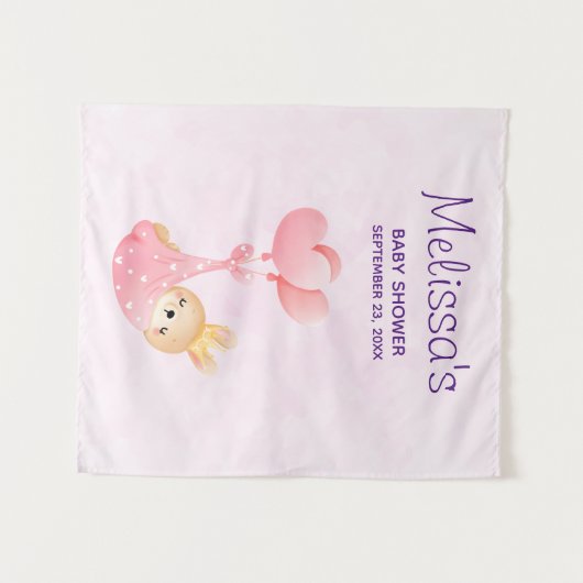 Schattige baby konijn in een hartendeken baby show wandkleed (Voorkant (horizontaal))