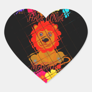 Schattige Baby Lion Art Design Motief Hart Sticker