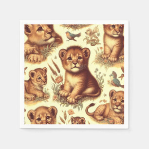 Schattige Baby Lion Pattern Servet