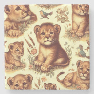Schattige Baby Lion Pattern Stenen Onderzetter