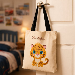 Schattige baby luipaard safari dier kinderen draagtas