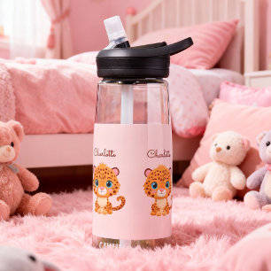 Schattige baby luipaard safari dier kinderen waterfles