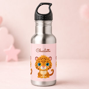 Schattige baby luipaard safari dier kinderen waterfles