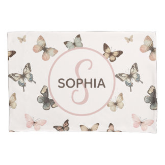 Schattige Baby Meisje Aangepaste Monogram Vlinder  Kussensloop