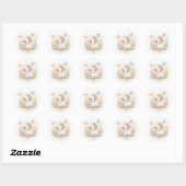 Schattige Baby Meisje Lamb, Vlinders en Bloemen Ronde Sticker (Vel)