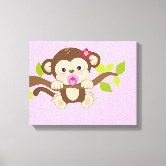 Schattige Baby Meisje Monkey Canvas Prints (Voorkant)