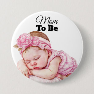 Schattige baby meisje Waterverf moeder te zijn Ronde Button 7,6 Cm