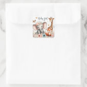 Schattige Baby Meisje Woodland Dieren met Bloemen Vierkante Sticker (Tas)