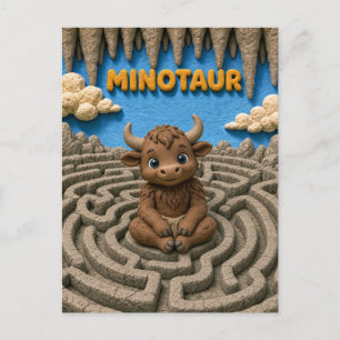 Schattige Baby Minotaurus, Mythisch Briefkaart