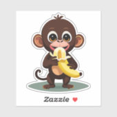 Schattige Baby Monkey met zijn favoriete maaltijd Sticker (Vel)