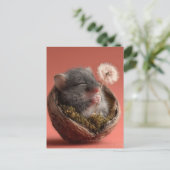 Schattige Baby-muis die in een walnootschelp slaap Briefkaart (Staand voorkant)