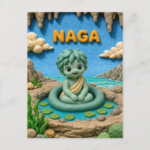 Schattige Baby Naga, Mythisch Briefkaart