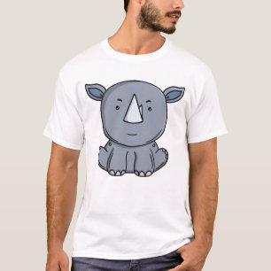 Schattige Baby Neushoorn Kawaii Safari Dier Cartoo T-shirt