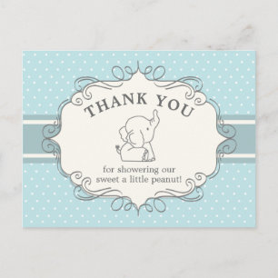 Schattige Baby Olifant Baby Shower Bedankt Briefkaart
