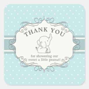 Schattige Baby Olifant   Baby Shower Bedankt Vierkante Sticker