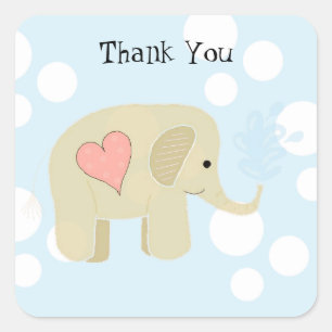 Schattige Baby Olifant Bedankt Vierkante Sticker