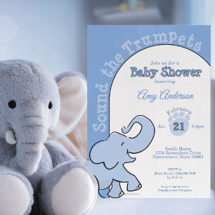 Schattige Baby Olifant Blauwe Baby Shower Kaart