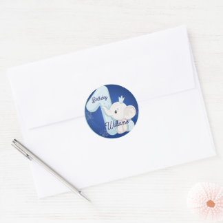 Schattige Baby Olifant Eerste Verjaardag Ronde Sticker