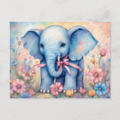 Schattige Baby olifant in een pasteltuin Briefkaart (Voorkant)
