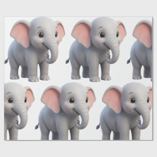 Schattige Baby Olifant Nursery Cartoon Cadeaupapier