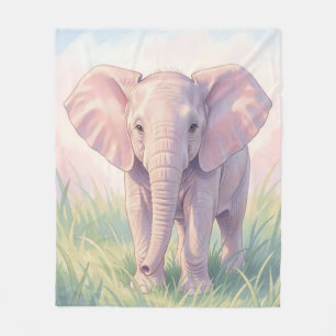 Schattige Baby Olifant Pastel Weiland Fleece Deken
