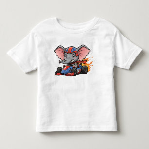 Schattige Baby Olifant Raceauto Bestuurder Kinder Shirts