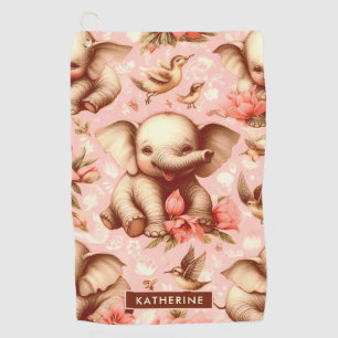 Schattige Baby Olifantspatroon Golfhanddoek