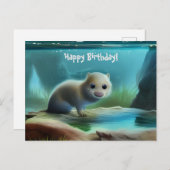 Schattige baby otter in vijver - personaliseerbare briefkaart (Voorkant / Achterkant)