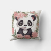 Schattige baby panda beer met bloemen kussen (Achterkant)