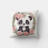 Schattige baby panda beer met bloemen kussen (Voorkant)