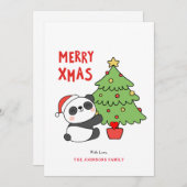 Schattige Baby Panda Beer met kerstboom Feestdagenkaart (Voorkant / Achterkant)