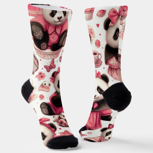Schattige Baby Panda Naadloos Sokken (Gebogen)