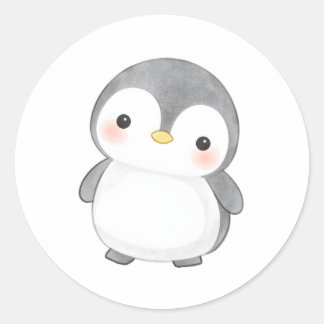 Schattige Baby Penguin Chick Sticker Waterverf