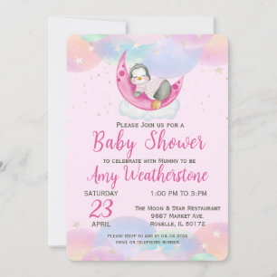 Schattige Baby Penguin Roze Baby shower Kaart