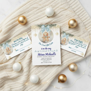 schattige baby peperkoek in kerstbal kaart