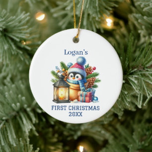 Schattige Baby Pinguïn Kerst Keramisch Ornament
