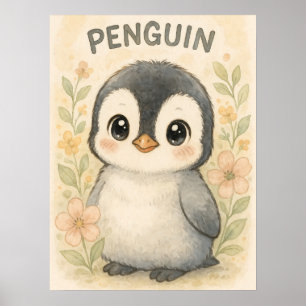 Schattige Baby pinguïn - Schattigee kunst voor kin Poster